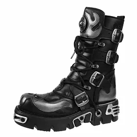 NEW ROCK Vampire Boots (107-S2) Black-Grey Černá Šedá 36