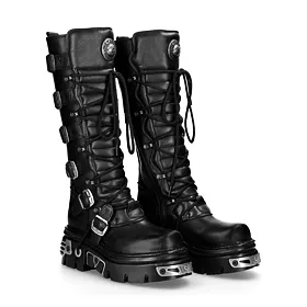 NEW ROCK 6-Buckle Boots (272-S1) Black Černá 38